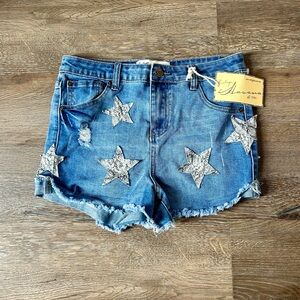 Snake Star Denim Shorts